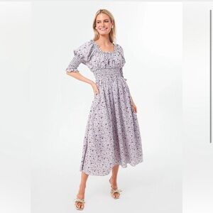 Hyacinth House (Tuckernuck) Lavender Floral Smocked Midi Dress